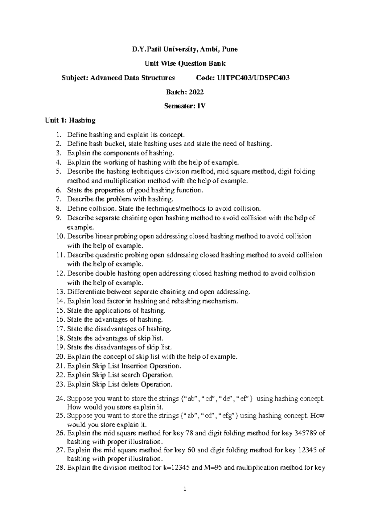 Unit wise question bank advanced data structures revised on 06-05-2023 ...