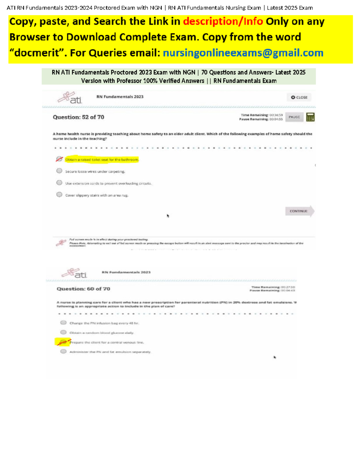 ATI RN Fundamentals Proctored 2023-2024 NGN Exam 70 Questions and 100% ...