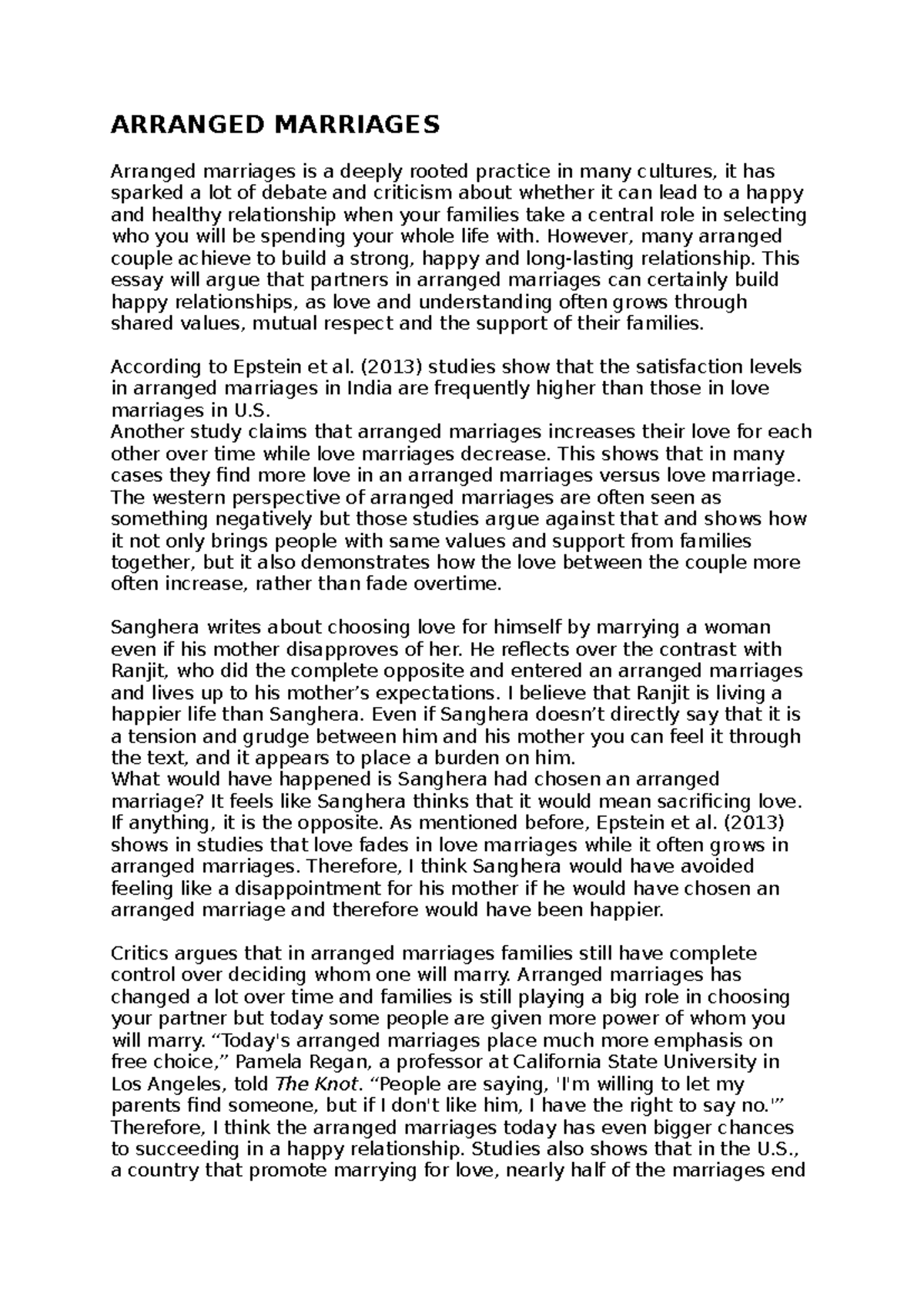 Arranged Marriages - Argumenterade text om arrangerade äktenskap ...