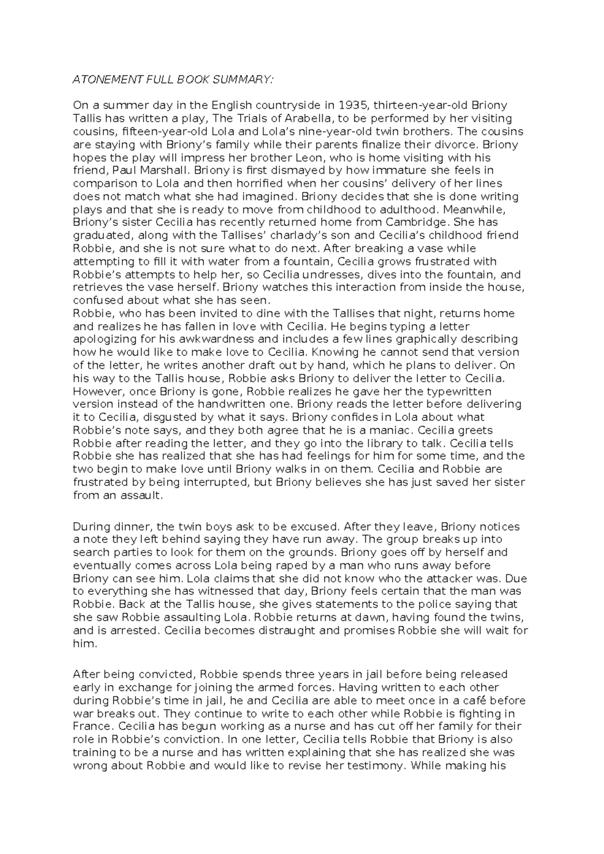 Othello (ENG 101) play summary and analysis of key events - Studocu