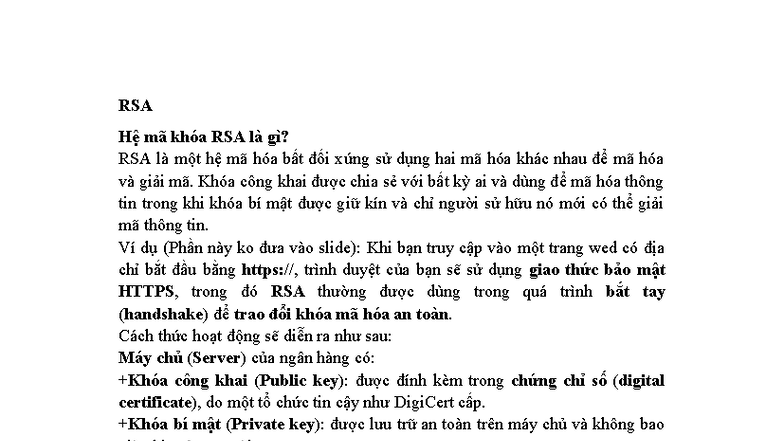 RSA - Hệ Mã Hóa Bất Đối Xứng và Lịch Sử của Nó - Studocu
