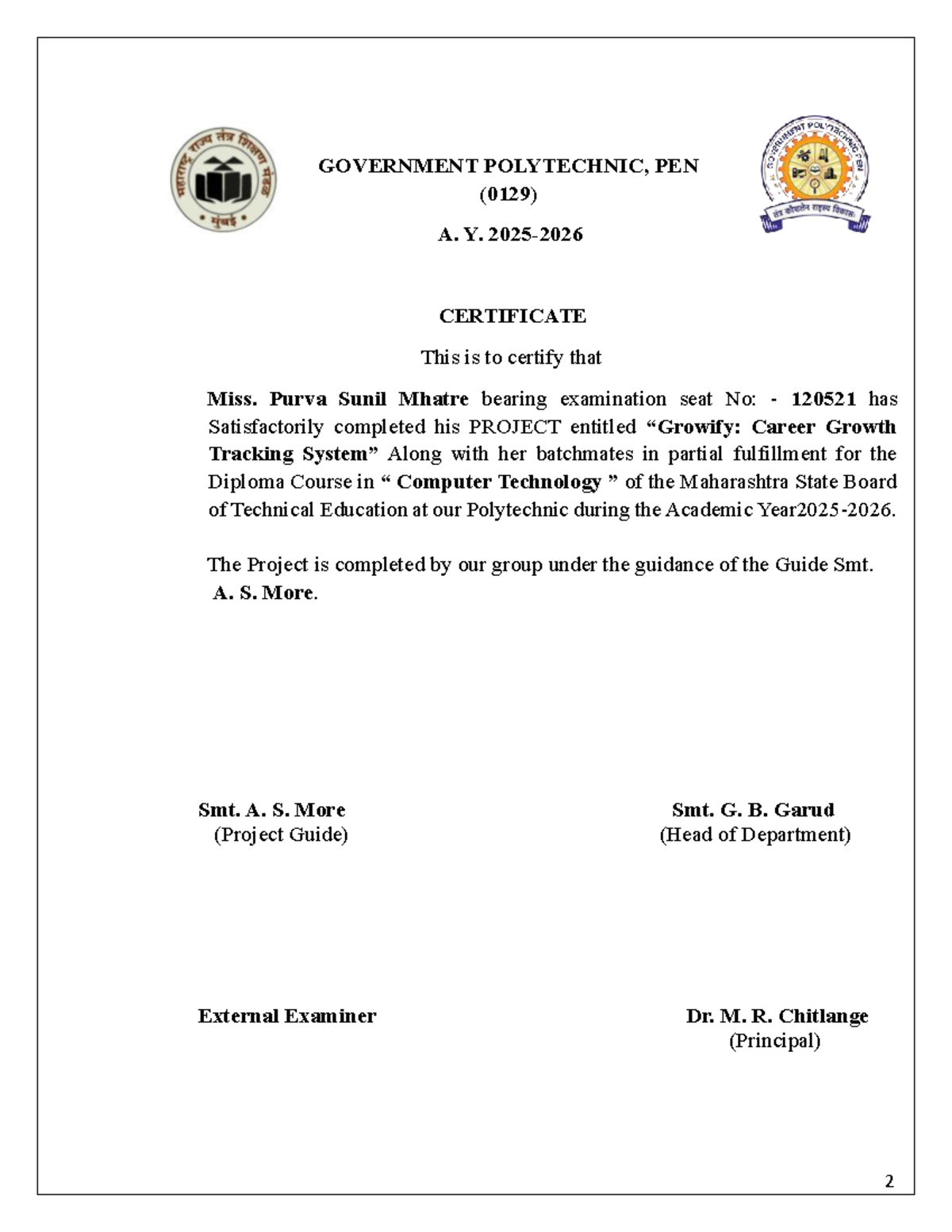 Individual(Purva) - Cpp - 2 GOVERNMENT POLYTECHNIC, PEN (0129) A. Y ...
