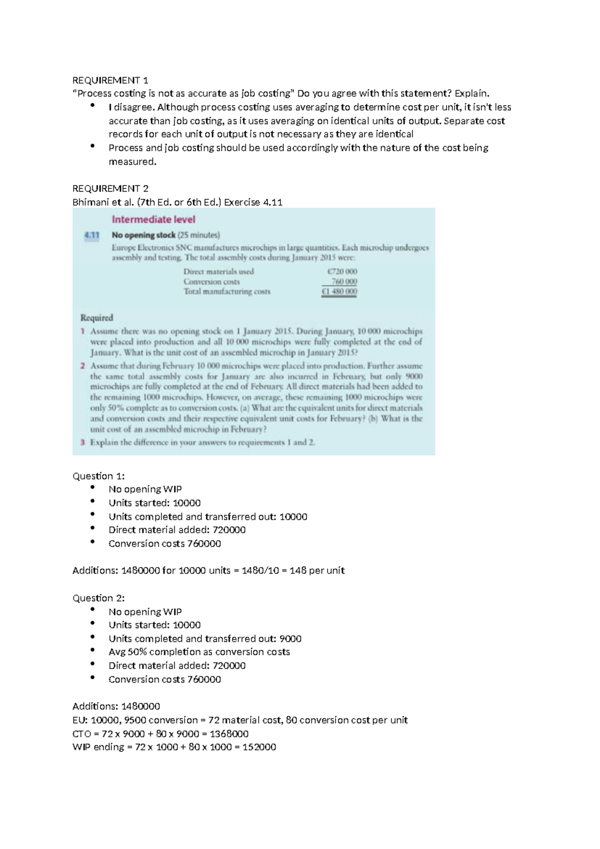 Cost Management Sem 1 2024 Tutorial 4: Process Costing Solutions - Studocu