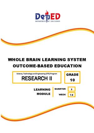 Research II Module G10 Q3 Week 5 6 - WHOLE BRAIN LEARNING SYSTEM ...