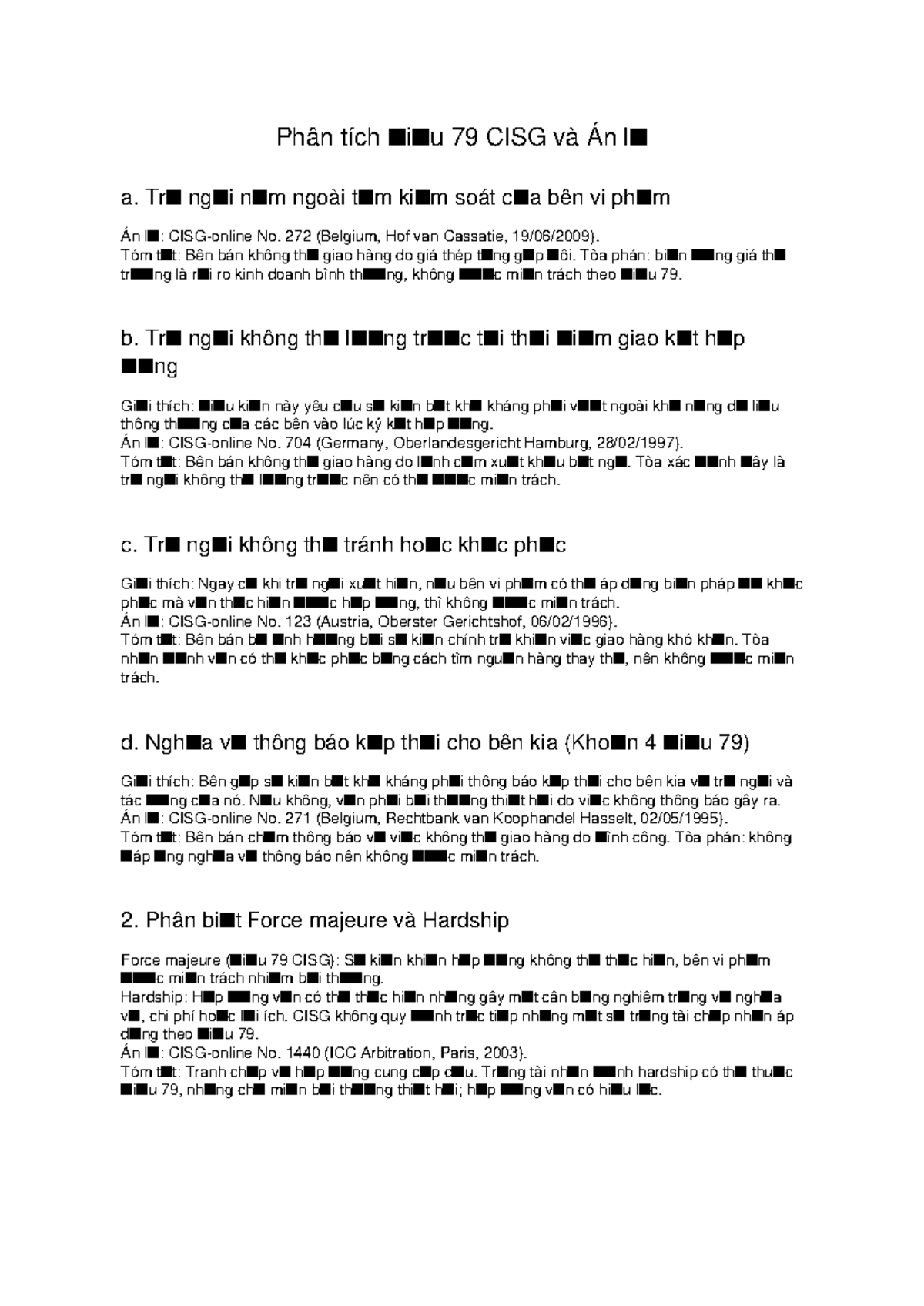 CISG Article 79 Case Analysis: Legal Implications and Judgments - Studocu