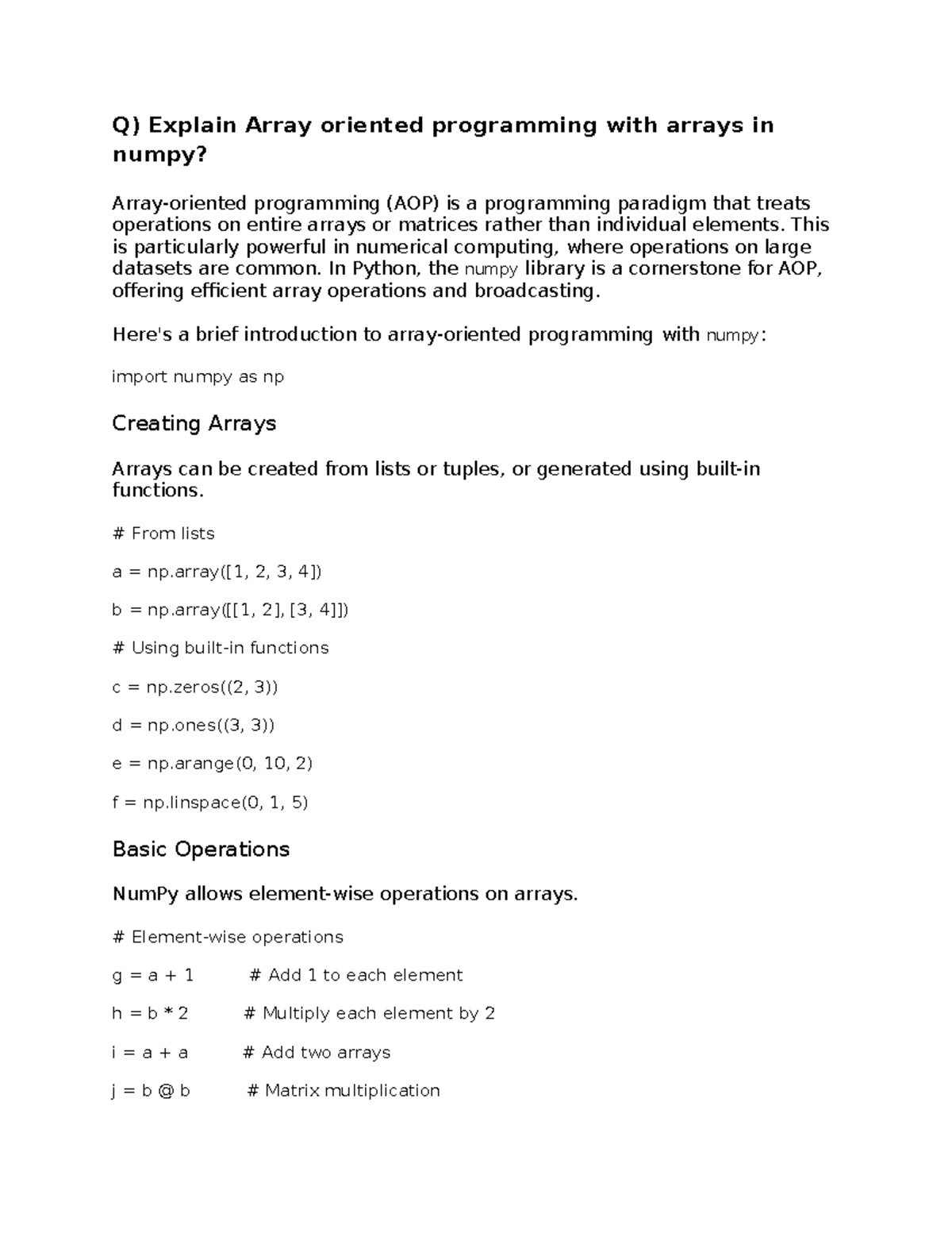 NumPy Programming: AOP, Array Operations, and Linear Algebra (Num Py-2 ...