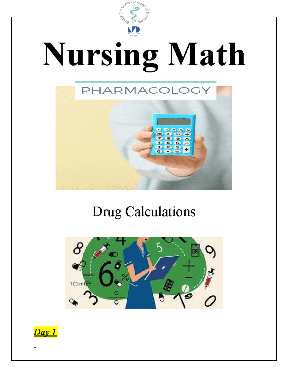 NURS 101: Nursing Math Booklet - Drug Calculations Days 1-4 - Studocu