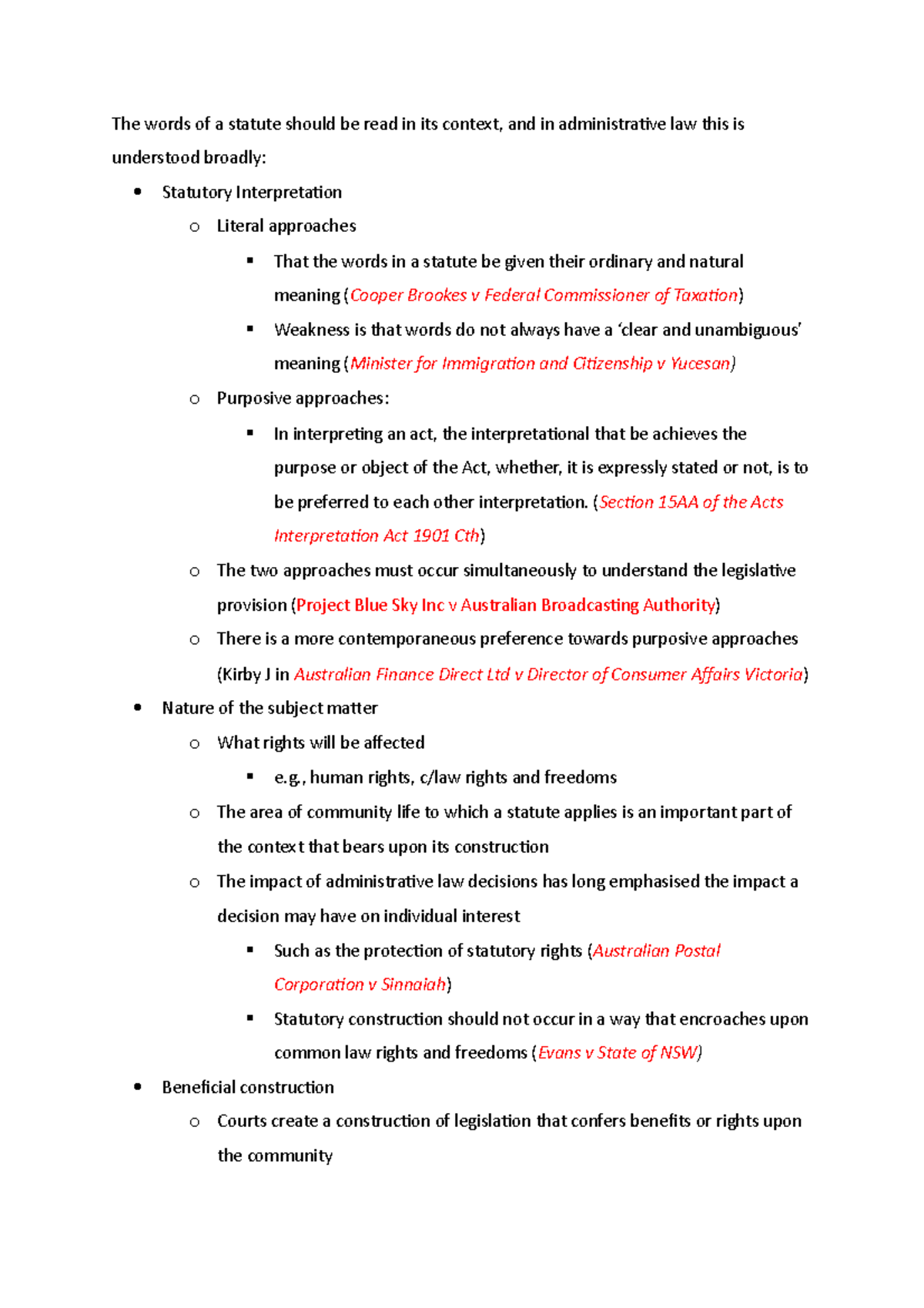 Statutory Interpretation Rules: Approaches and Considerations - Studocu