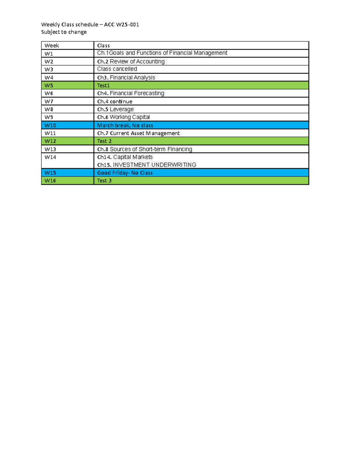 Update-Weekly class calender-ACC444-001 - Weekly Class schedule – ACC ...