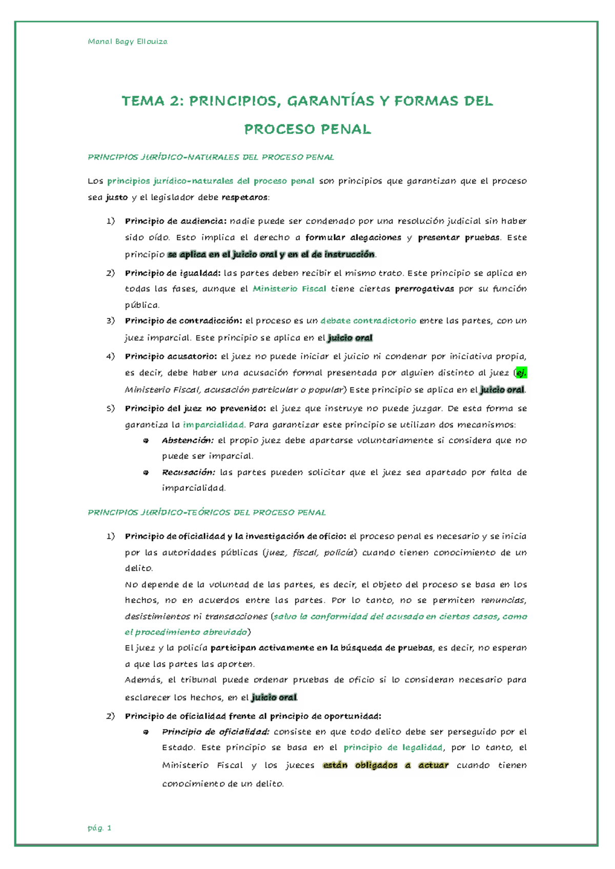 TEMA 2: PRINCIPIOS Y GARANTÍAS DEL PROCESO PENAL - Studocu