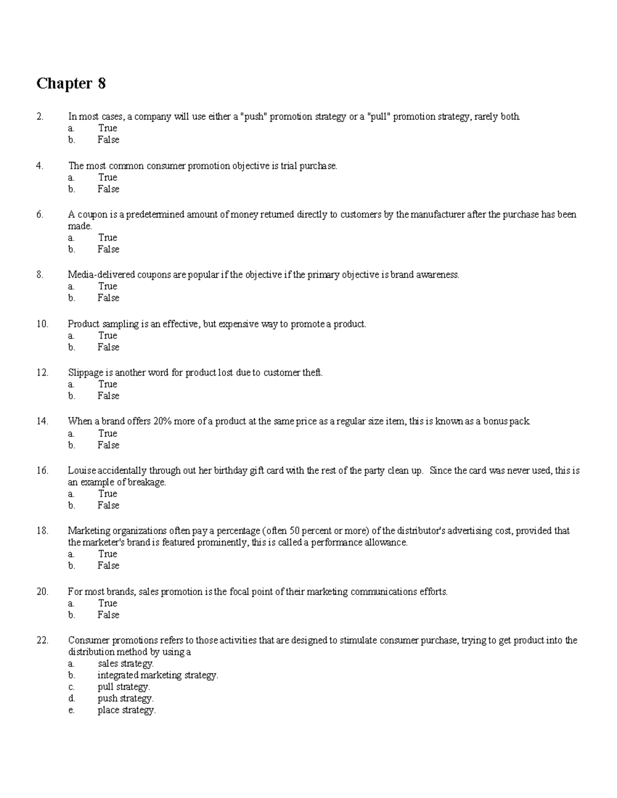 Chapter 8 self test - practice - Chapter 8 In most cases, a company ...