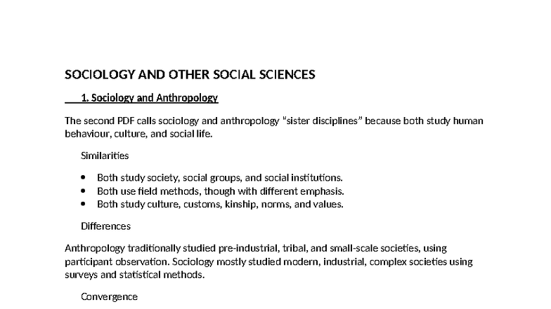 SOCI 101: Sociology and Social Sciences Exam Notes - Studocu