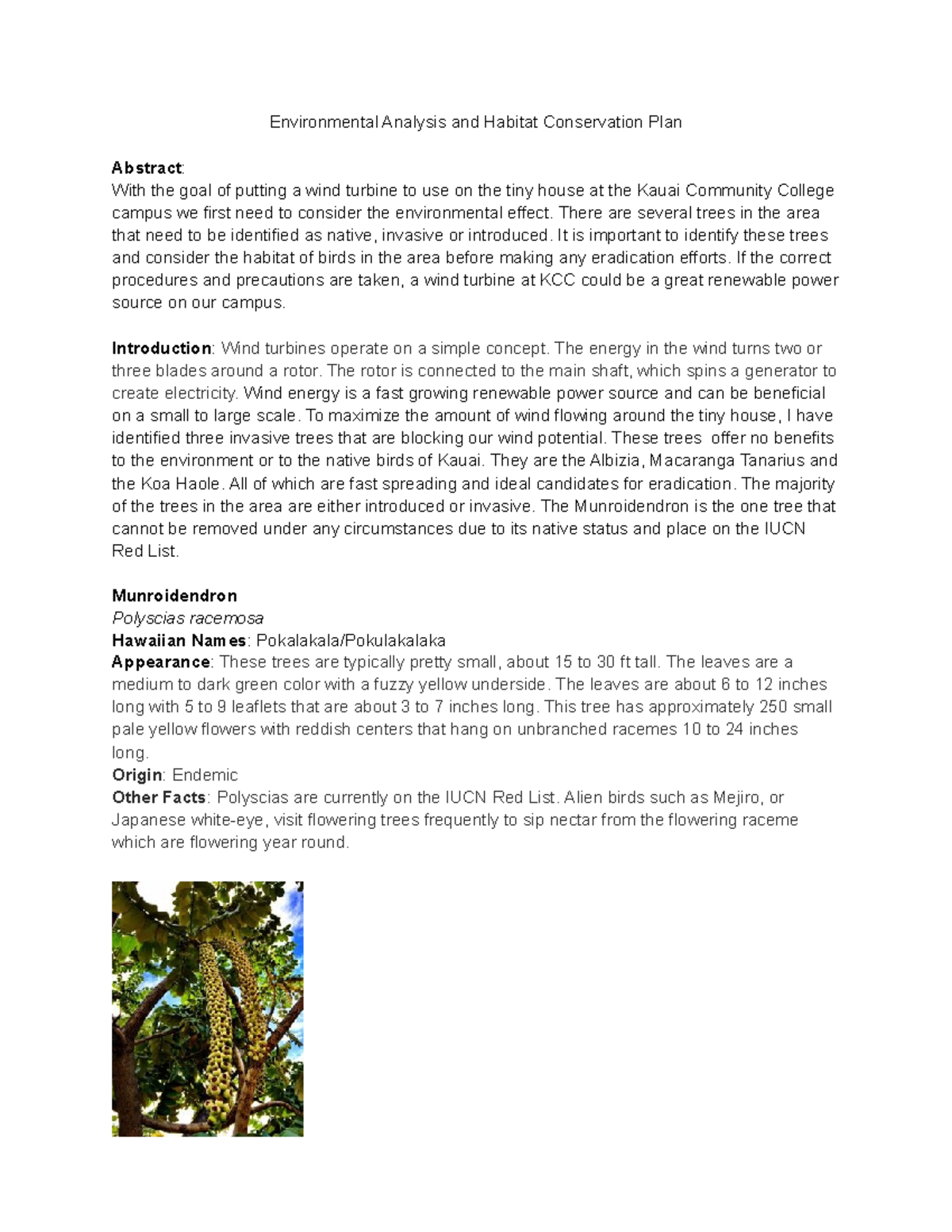 Scientific Essay - Environmental Analysis and Habitat Conservation Plan ...