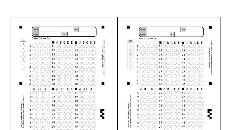 Class Quiz Key Version A - Student ZipGrade ID Guide - Studocu