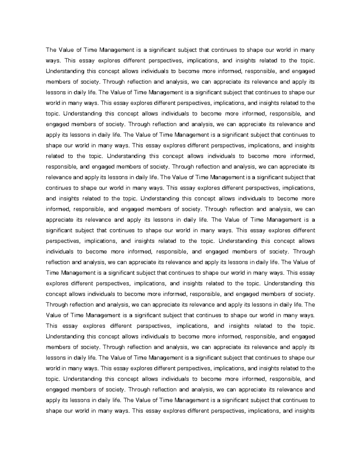 Essay on Time Management: Perspectives and Insights - Studocu