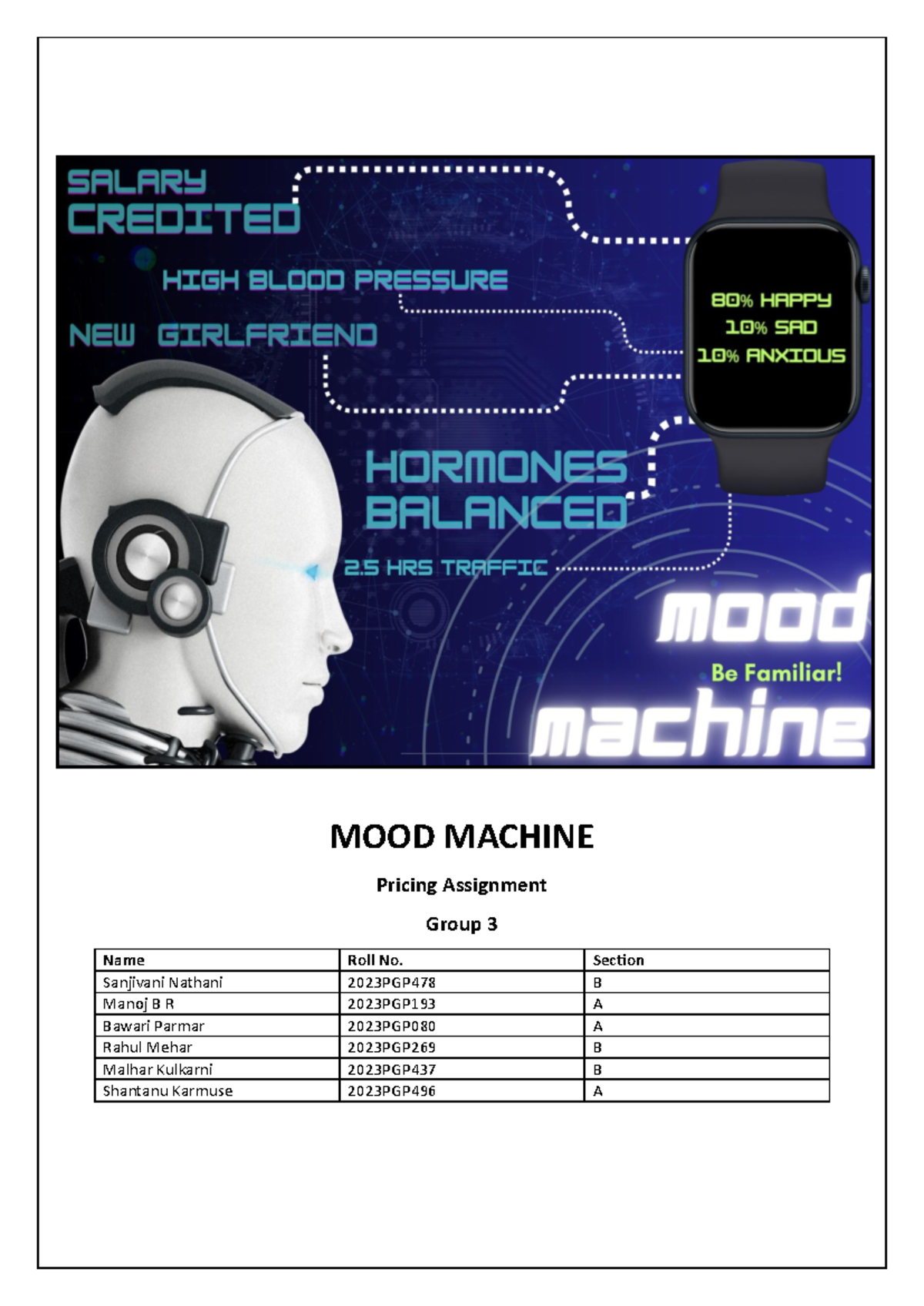 MOOD MACHINE (2023PGP) Pricing Assignment - Group 3 Analysis - Studocu