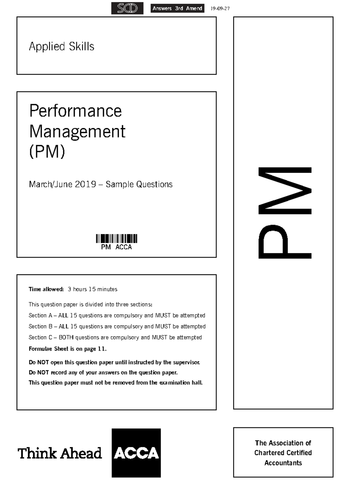 PM 2019 Mar/Jun Q - Performance Management Sample Questions - Studocu