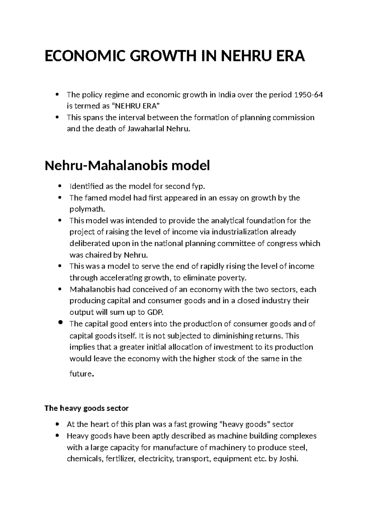 ECON 101: Economic Growth in Nehru Era - Analysis of Policy Impact ...