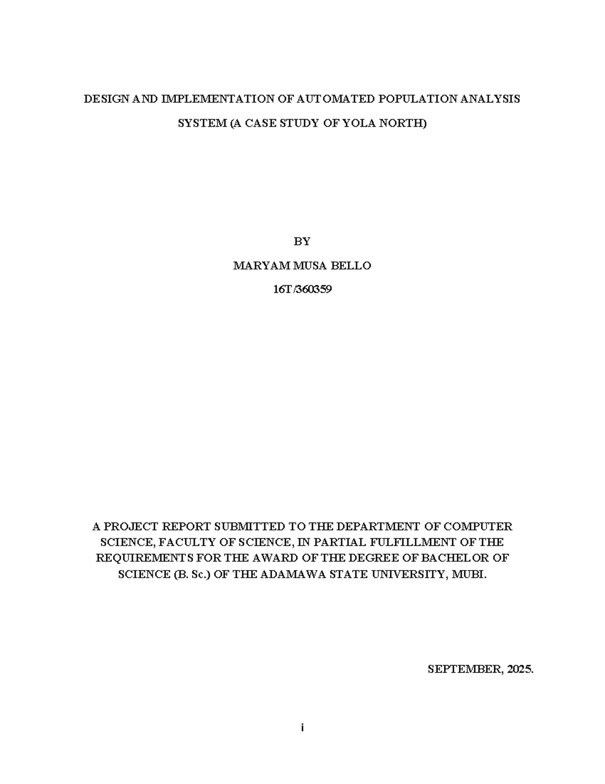 Design and Implementation of an Automated Population Analysis System ...