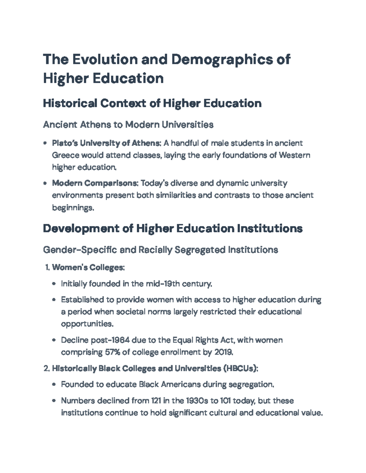 The Evolution and Demographics of Higher Education: Insights (Course ...