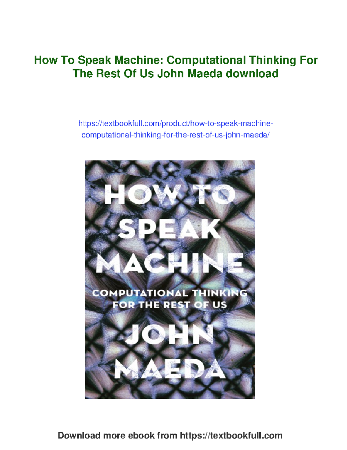 74644 - How to Speak Machine: Computational Thinking Insights by John ...