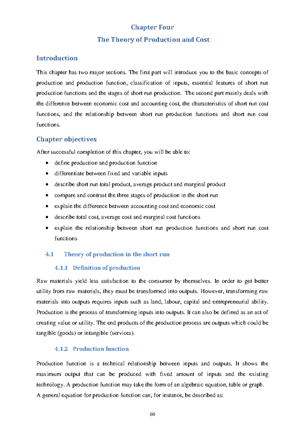 Chapter 4: Theory of Production and Cost (Econ 64-77) - Studocu