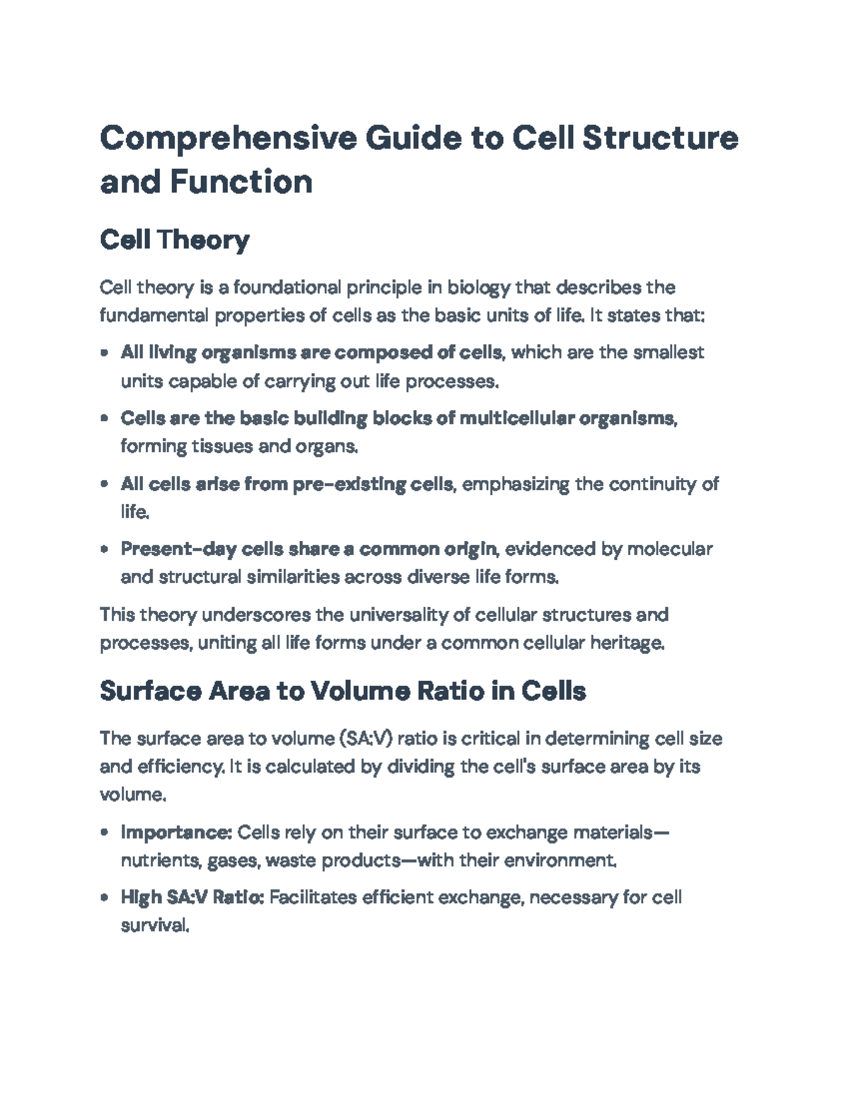 Comprehensive Guide to Cell Structure and Function - Bio 101 Notes ...