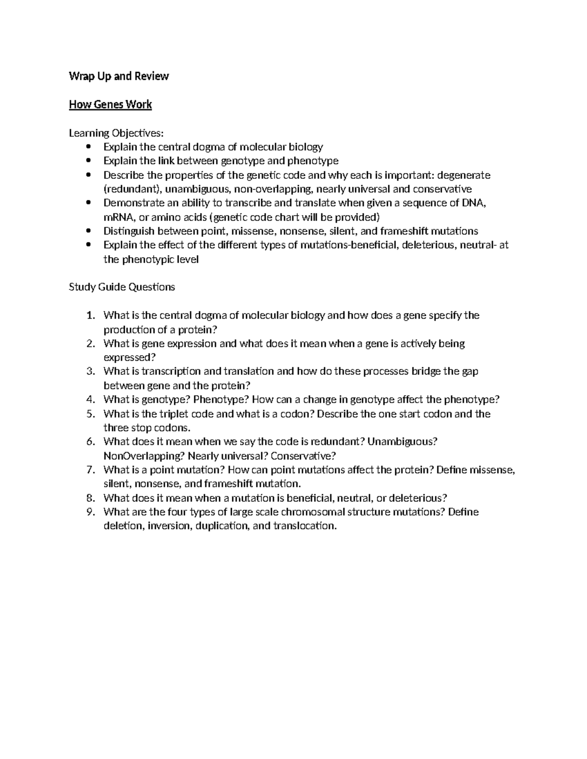 Wrap+Up+Review+How+Genes+Work+ - Wrap Up and Review How Genes Work ...