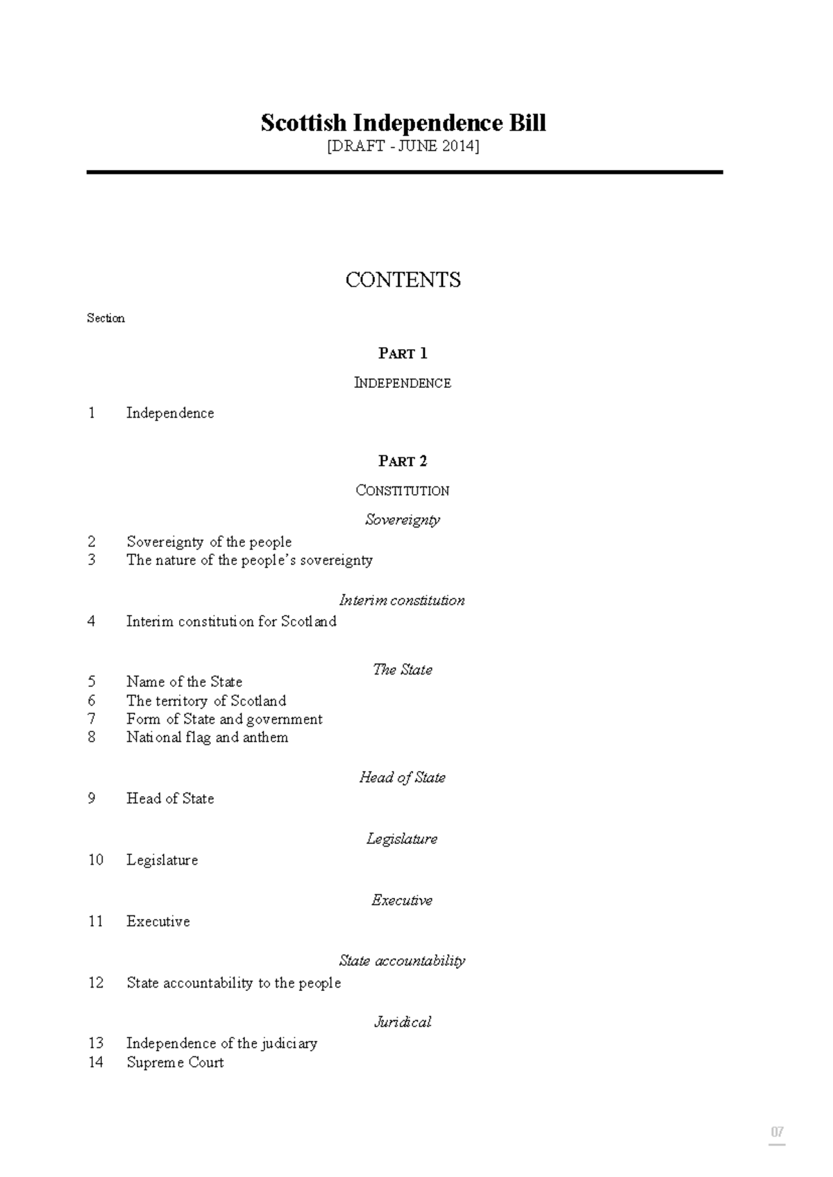 Scottish Independence Bill Draft - Interim Constitution Overview - Studocu