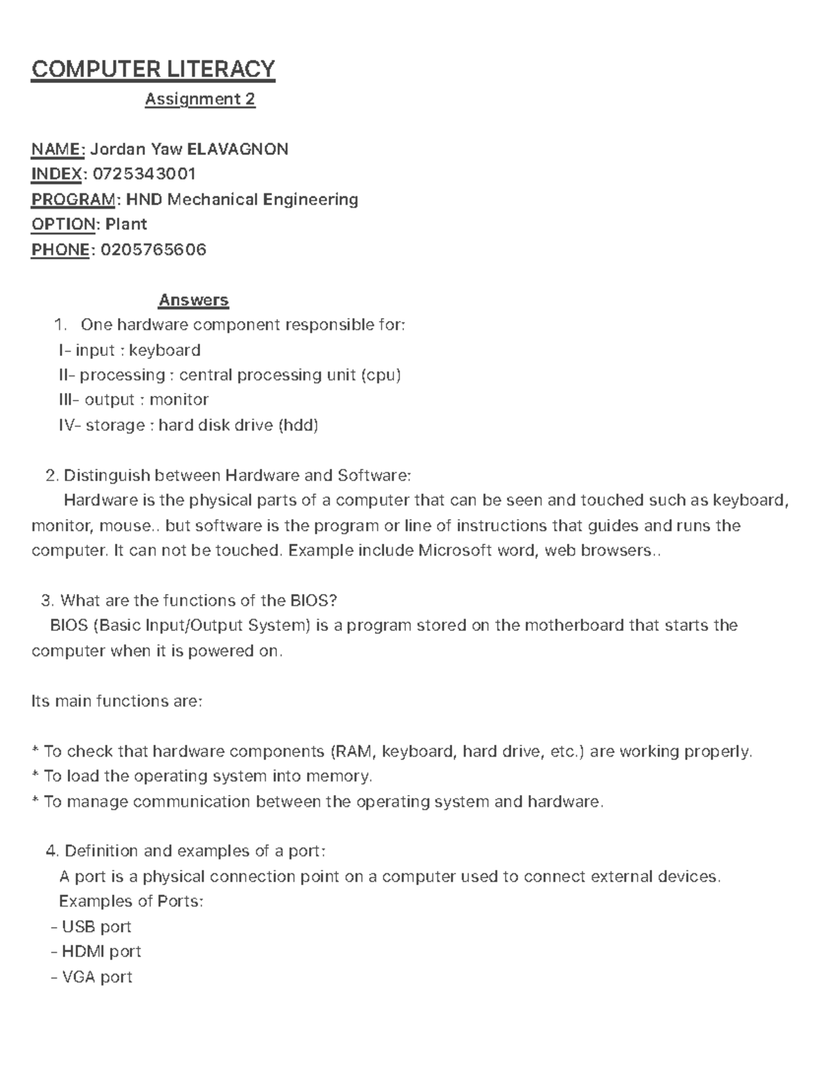 COMP 101: Computer Literacy Assignment 2 - Hardware & Software Insights ...