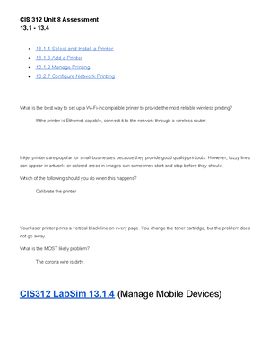 CIS 312 Unit 3 Assessment - CIS 312 Unit 3 Assessment 8 - 8. 8.6 Back ...