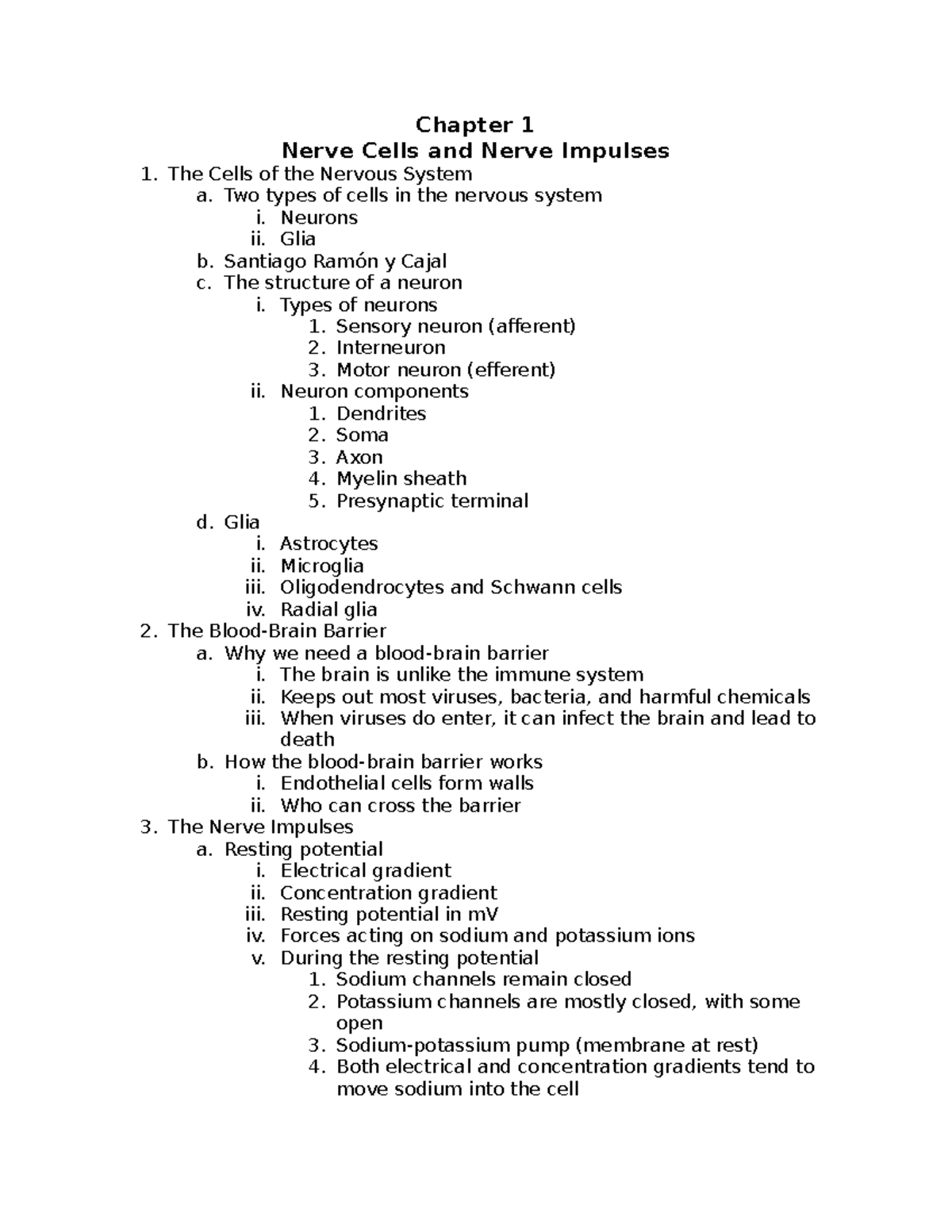 Chapter 1: Overview of Nerve Cells & Impulses in the Nervous System ...
