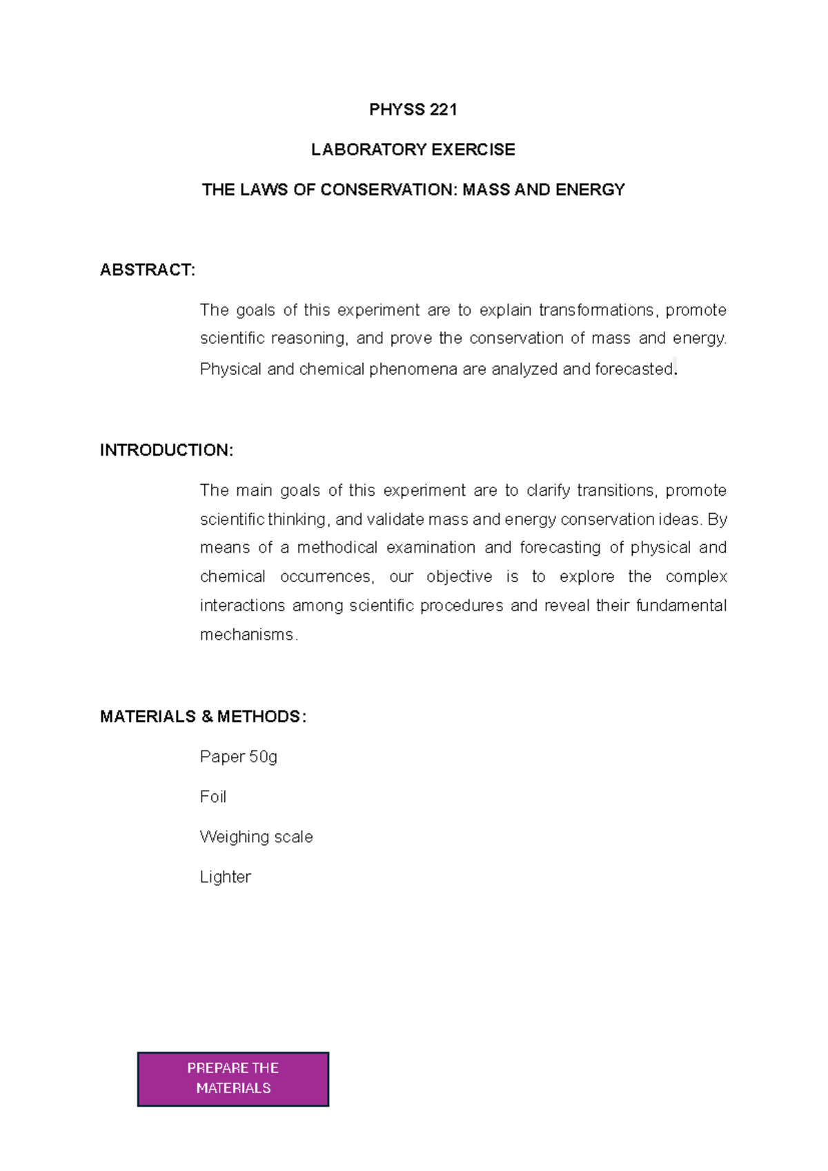 Physics-221-.5 Charm - wqrqwrqwrqwqwrqw - PHYSS 221 LABORATORY EXERCISE ...