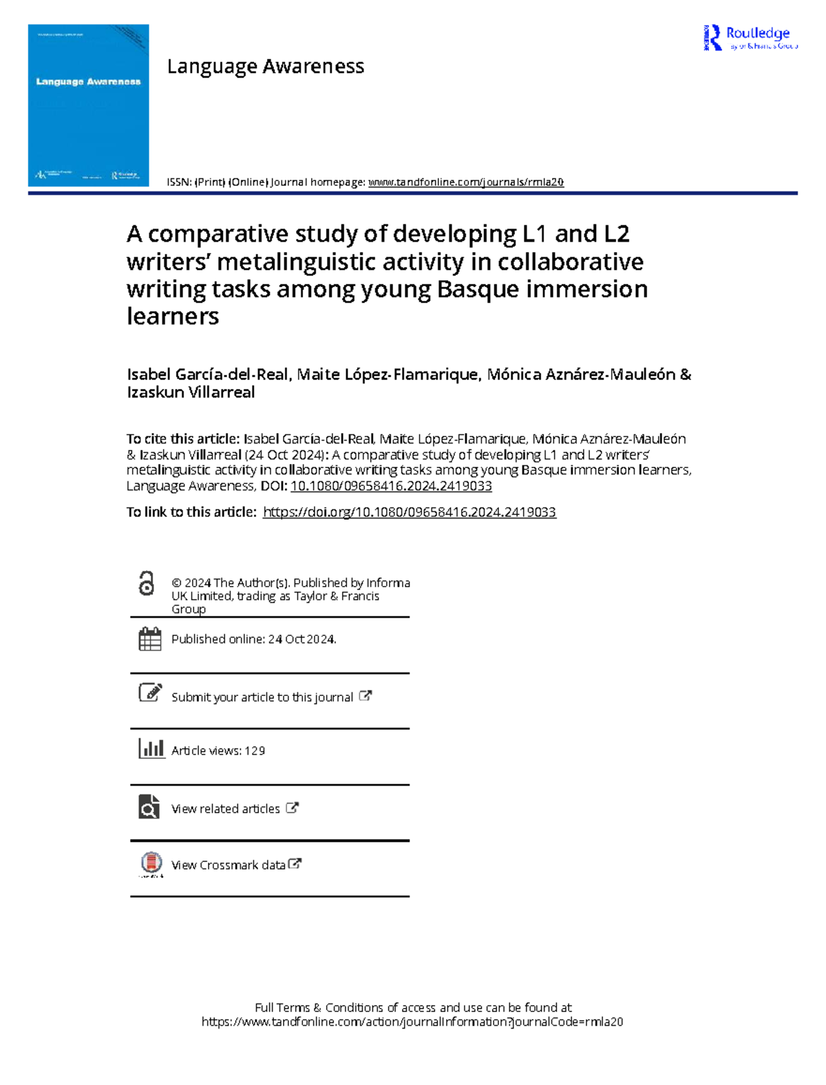 A Comparative Study of L1 and L2 Metalinguistic Activity in CW Tasks ...