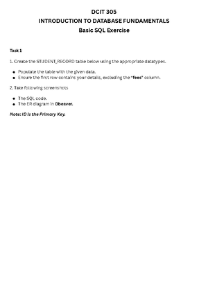 DCIT 205 Session 1 - Fundamentals - © DCIT 305: Databases Fundamentals ...