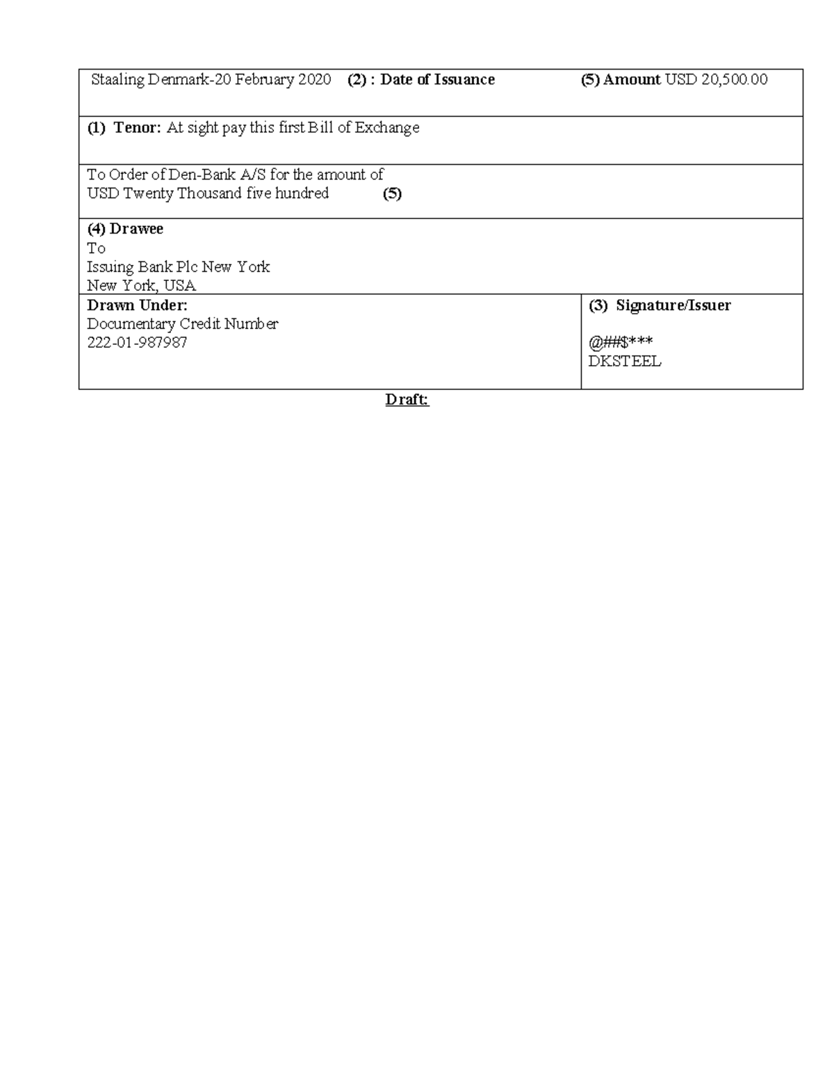 Draft - Reading Materials on Documentary Credits and Bills of Exchange ...