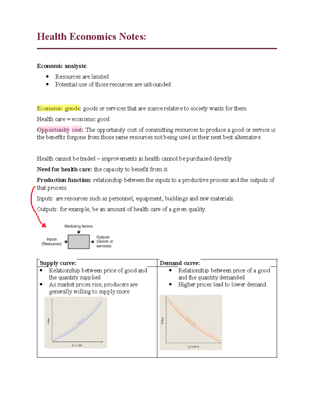 Health Economics Notes: Key Concepts and Analysis (HEC 101) - Studocu