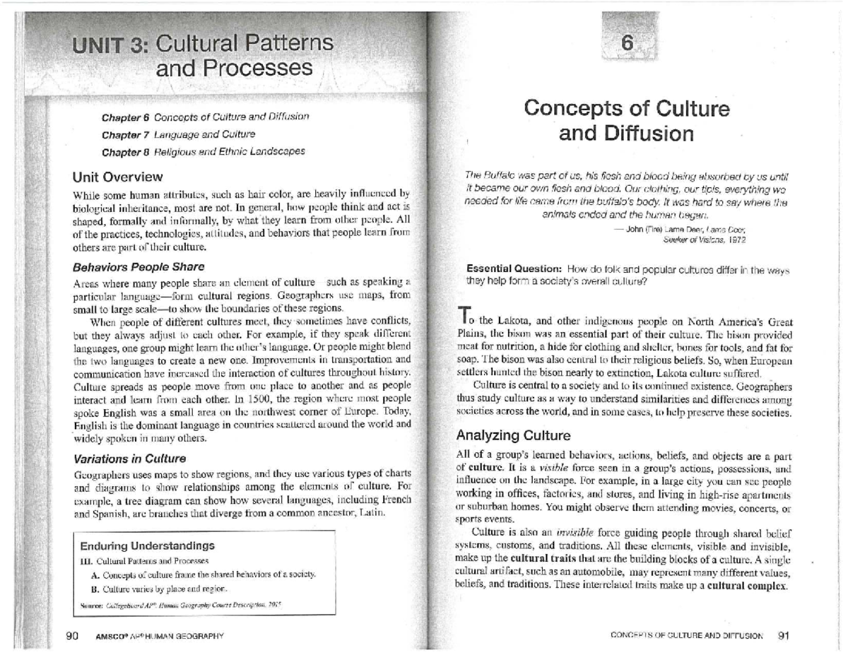 Amsco AP Human Geography Unit 3: Cultural Patterns & Processes - Studocu