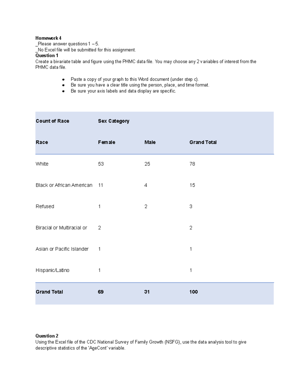 Homework 4 - Homework 4 _Please answer questions 1 – 5. _No Excel file ...