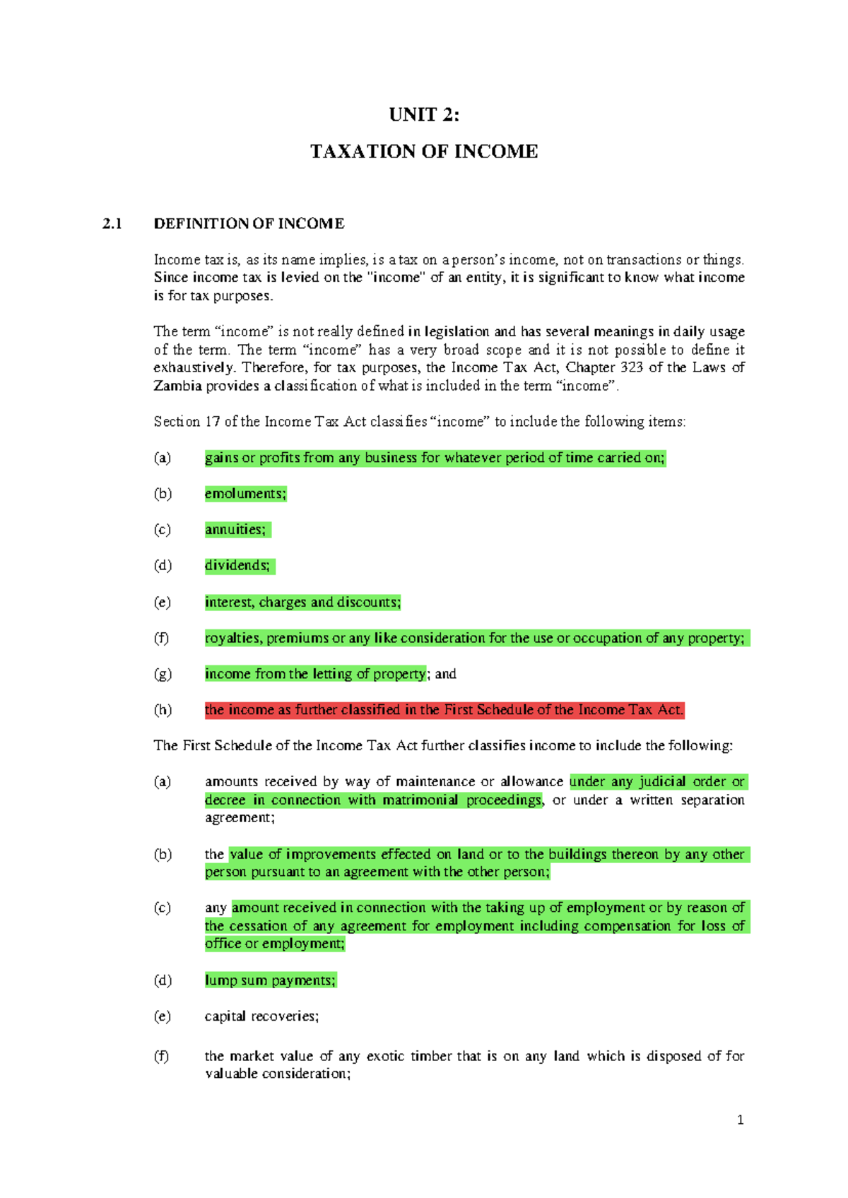 UNIT 2 - Taxation OF Income - UNIT 2: TAXATION OF INCOME 2 DEFINITION ...