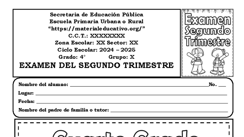 Examen 4to Grado Lenguaje y Saberes 2do Trimestre 2024-2025 - Studocu