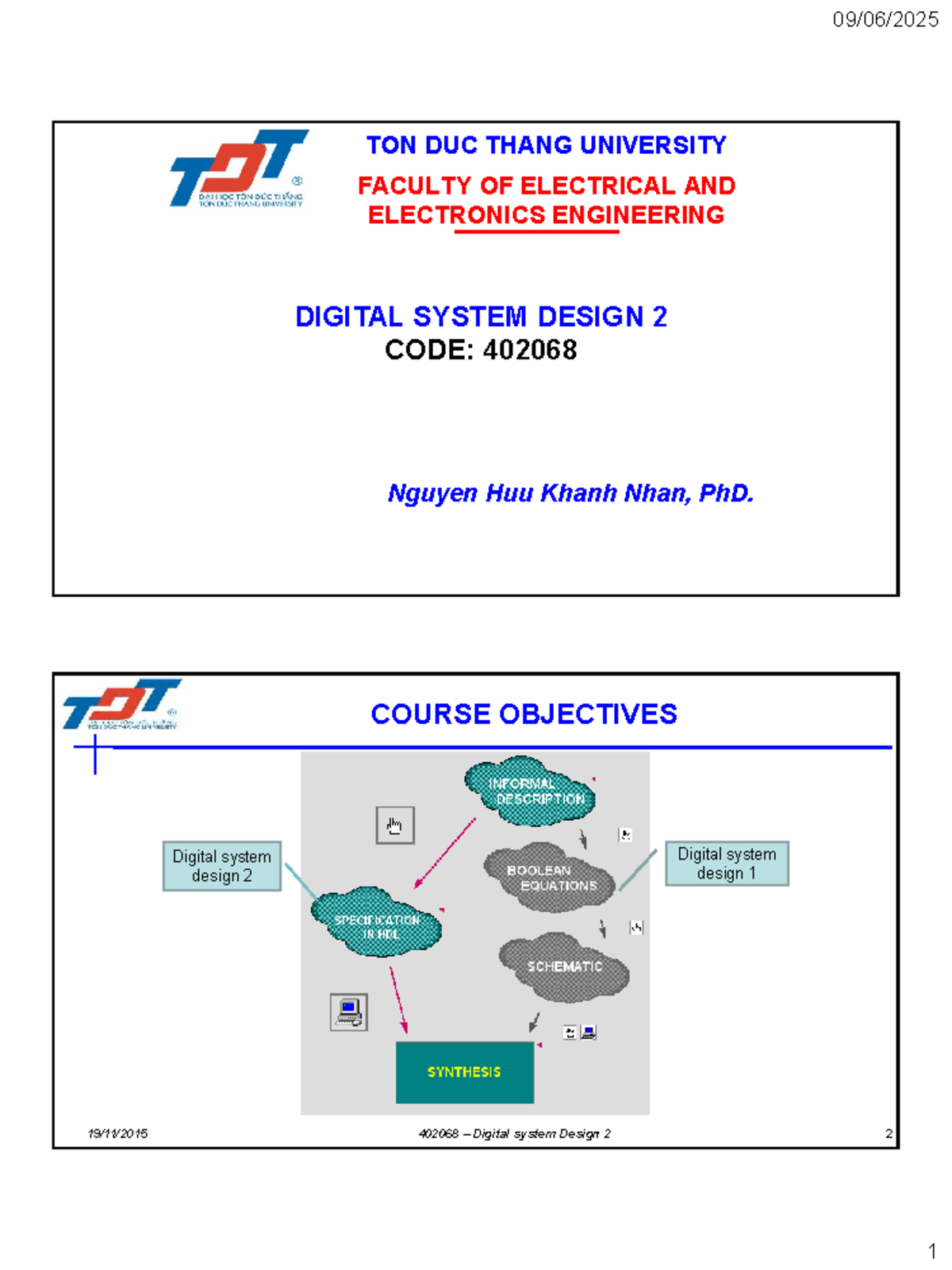 Digital System Design 2 (402068): Course Overview and Objectives - Studocu