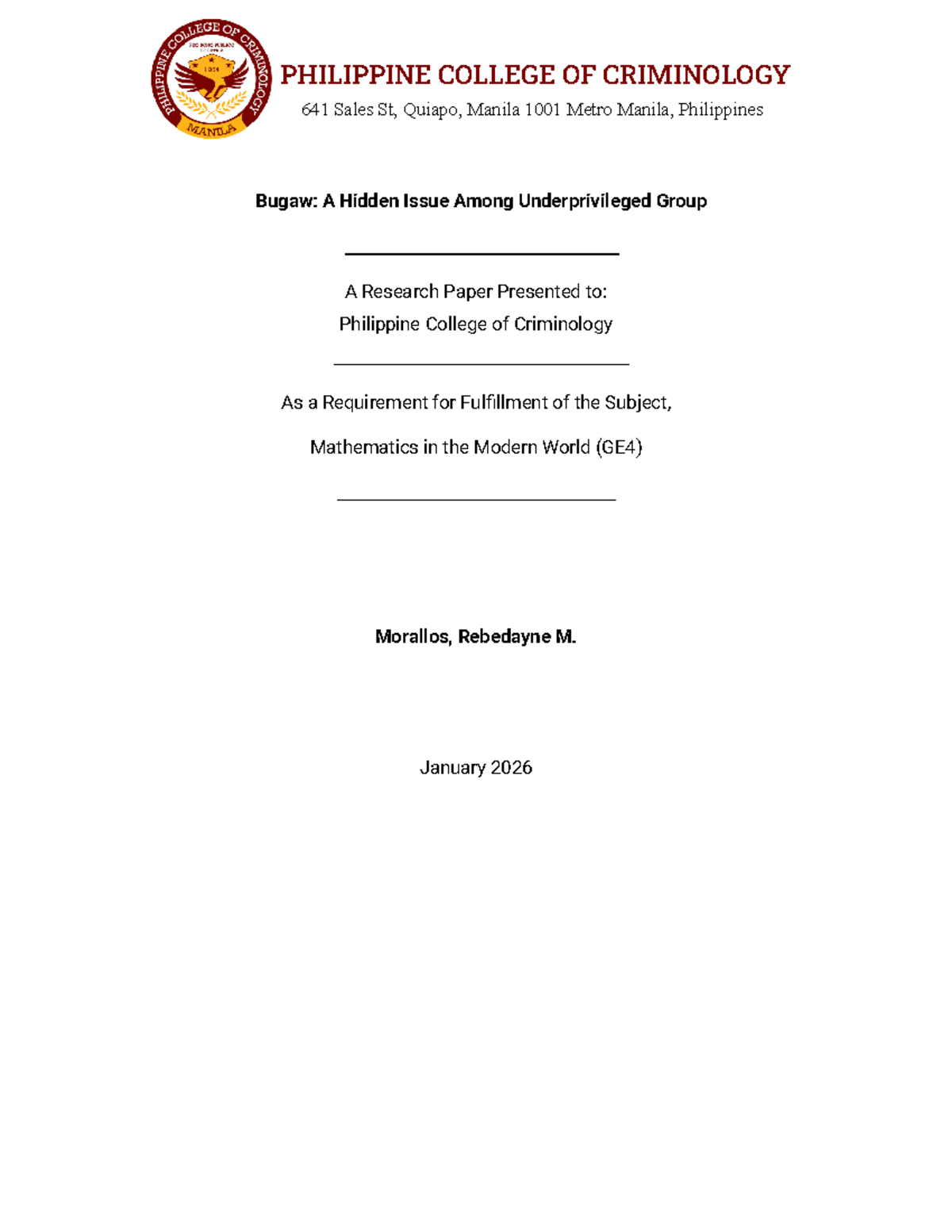 WEEK4 Morallos Rebedayne M MINI Sample DATA Collection - mathematics in ...