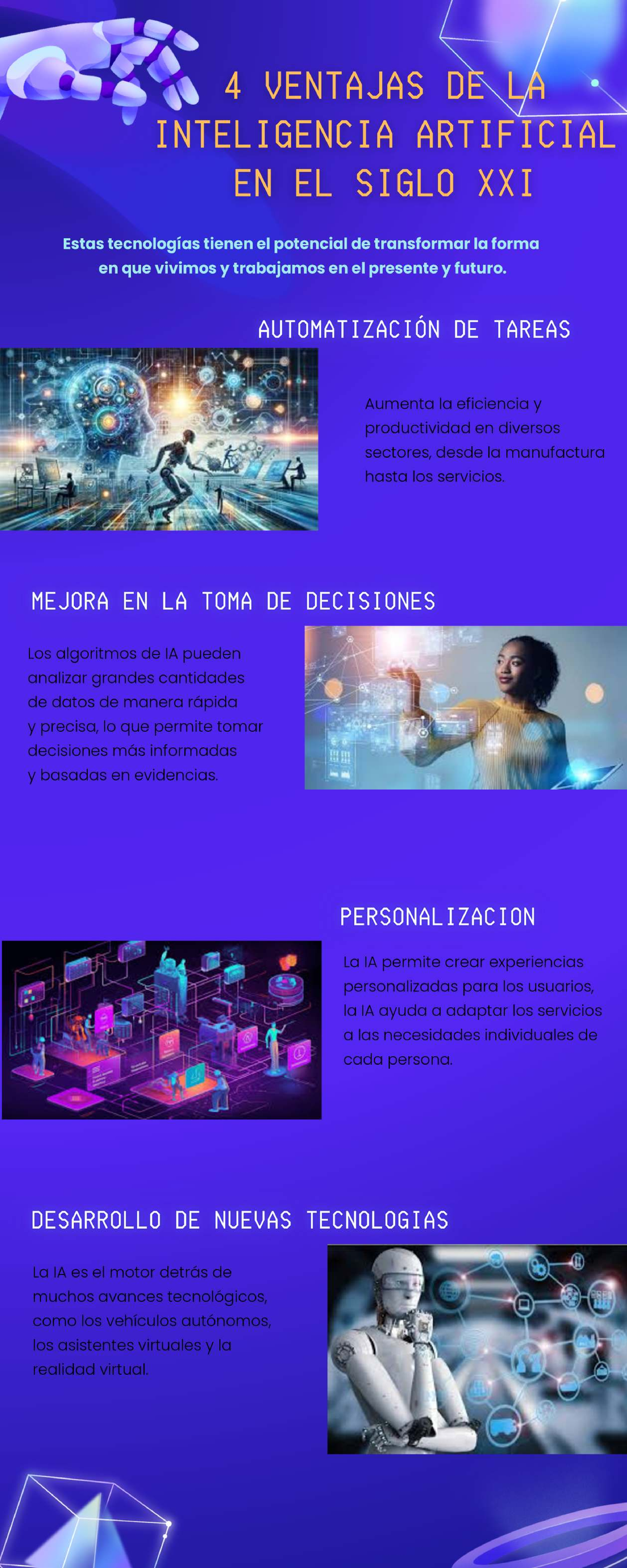 4 VENTAJAS DE LA INTELIGENCIA ARTIFICIAL EN EL SIGLO XXI: Infografía ...