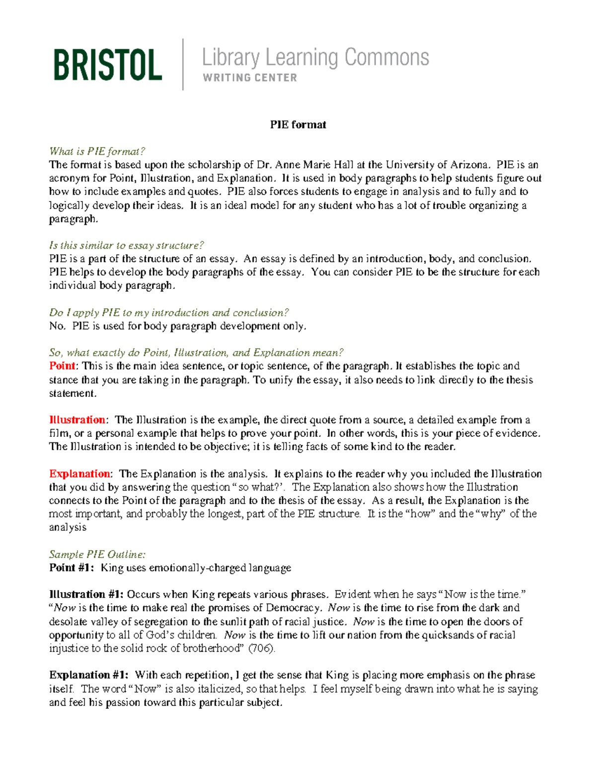 Understanding the PIE Format for Effective Body Paragraphs - Studocu