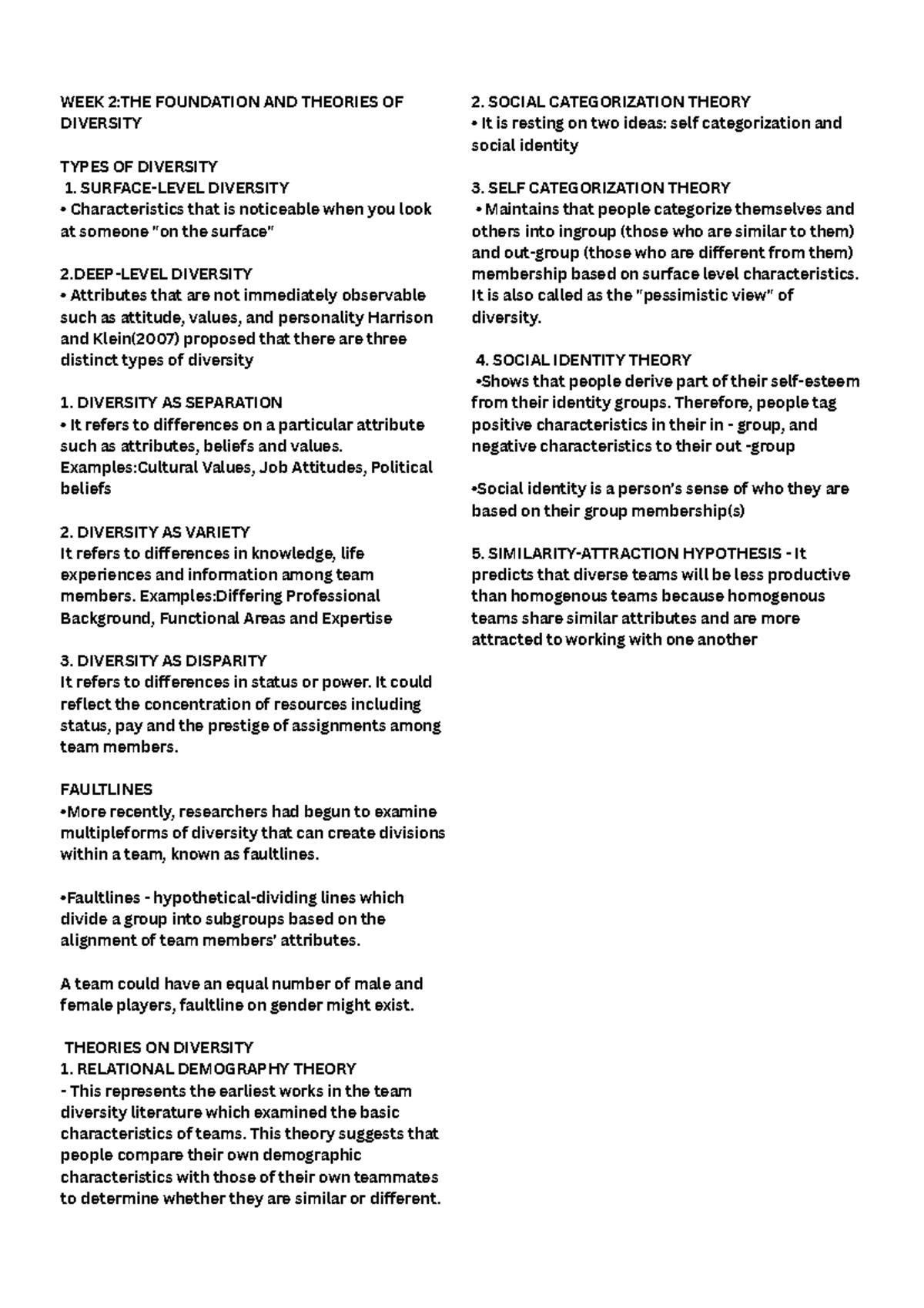 MDTP 211 - Diversity Theories and Types: Week 2 Notes - Studocu