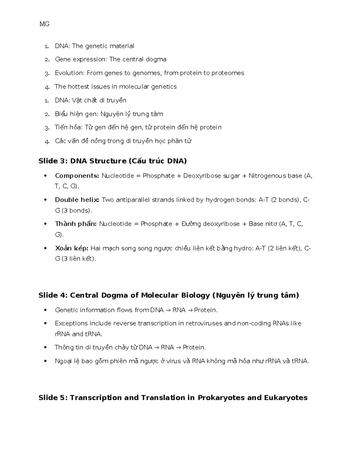 MG Midterm: Key Concepts in Molecular Genetics and Gene Regulation ...