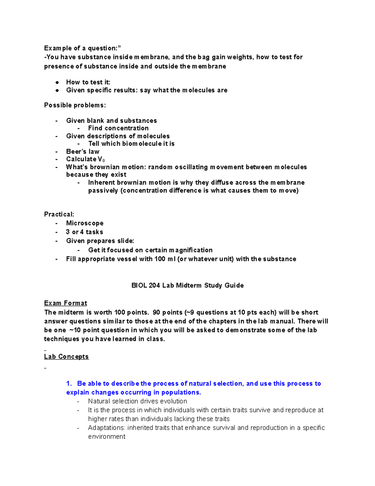 BIOL 204 Lab Midterm Review: Comprehensive Study Guide and Questions ...