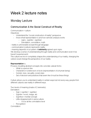 COMM HA Notes week 4 - Week 4 Lecture Notes Monday Lecture Learning ...