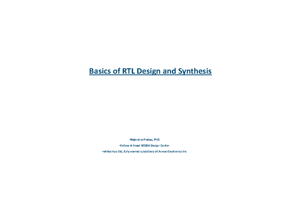 Basics of RTL Design and Synthesis: Key Concepts and Examples - Studocu